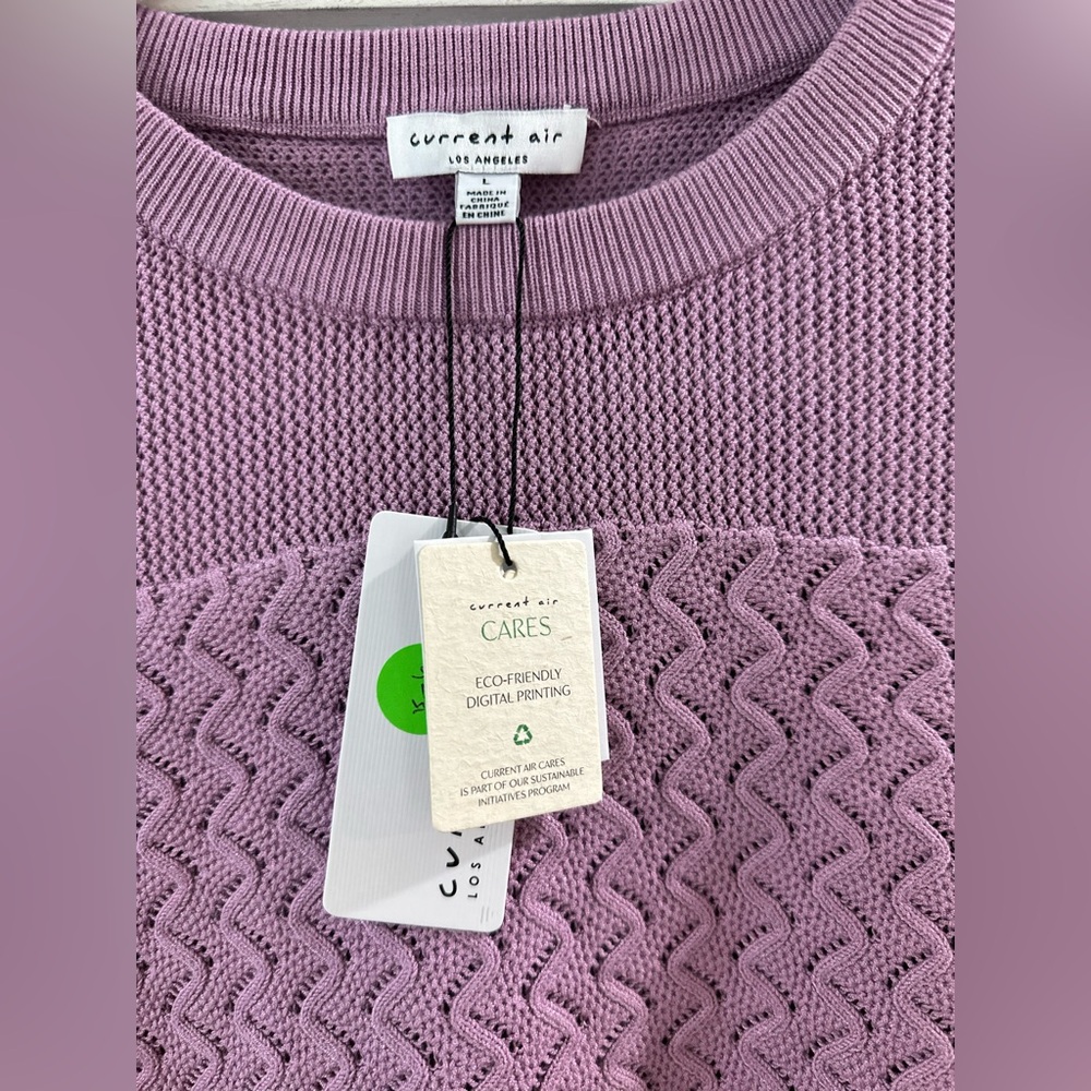 NWT SZ L Current Air Mauve Textured Women's Sweater W/floral long sleeves - Picture 3 of 8